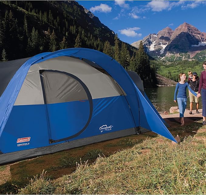 Coleman Montana Camping Tent 6/8 Person Family Tent with Included Rainfly Carry Bag and Spacious Interior Fits Multiple Queen Airbeds and Sets Up in 15 Minutes