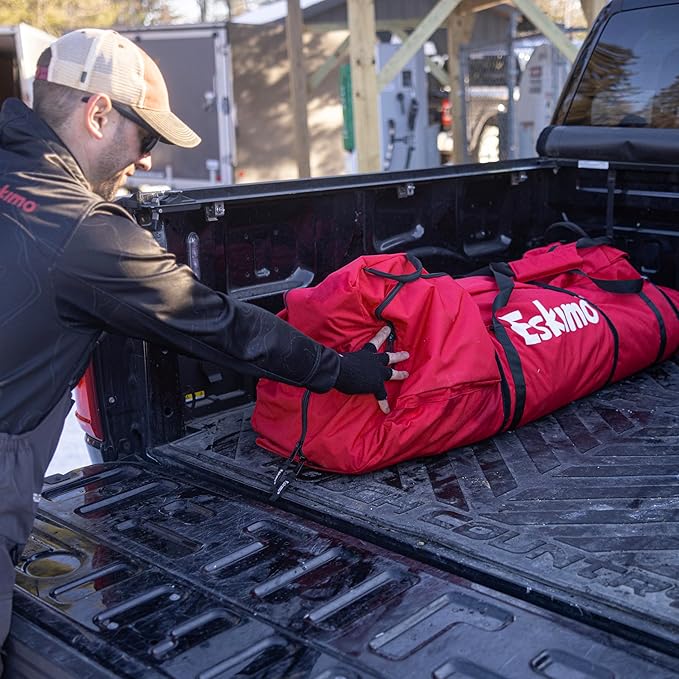 Eskimo® Outbreak 850XDP Pop-Up Portable Ice Fishing Shelter No-Trip Door 7-9 Person Red/Black 50850