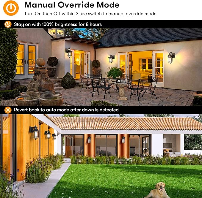 Set of 2 Motion Sensor Outdoor Wall Lantern Dusk to Dawn Waterproof Exterior Wall Sconce With Seeded Glass Black Wall Mount Light Fixture for Porch Doorway Garage E26 Socket Motion Activated