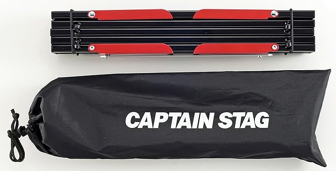 CAPTAIN STAG UC-520 Aluminum Roll Table for Camping Barbecues Compact Black