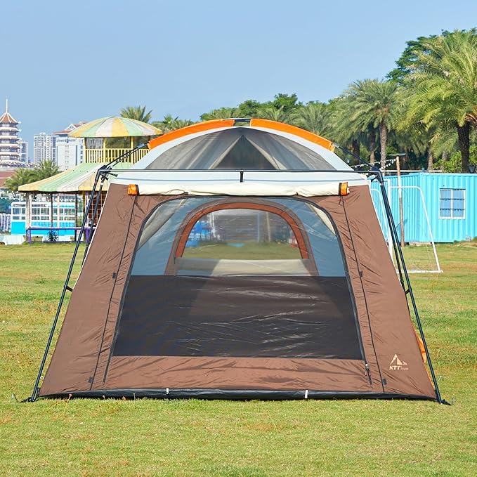 KTT Extra Large Tent 8-10-12 PersonFamily Cabin Tents2 Rooms3 Doors and 3 Windows with MeshStraight WallWaterproofDouble LayerBig Tents for OutdoorPicnicCampingFamily Gathering
