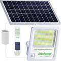 intelamp Solar Flood Lights Outdoor Waterproof Linkable 12000mAh 3000LM Motion Sensor Floodlight with Remote Control Sensor Case 16.4Ft Cable Dusk to Dawn Lighting Lamp for Street Outside House