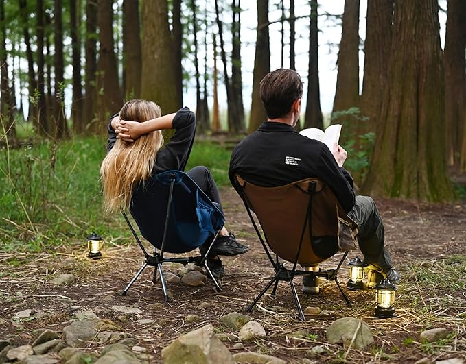 MARCHWAY Lightweight Folding Camping Chair with Spring Lock Stable Compact Portable for Outdoor Camp Travel Beach Picnic Festival Hiking Backpacking (Lowback Khaki)