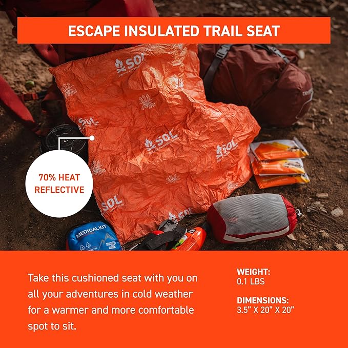 Sol Escape Insulated Trail Seat - Portable Cushion - Insulated Chair Pad - Comfortable Camping Seat Cushion - Lightweight &amp Foldable - Outdoor Gear - Camping &amp Hiking Essentials