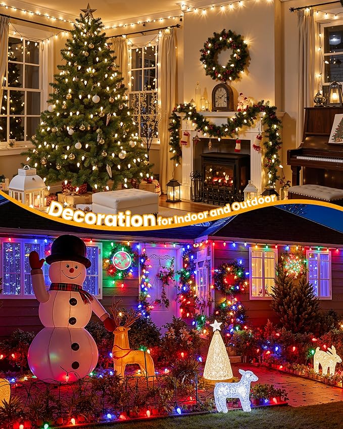 Brightown Commercial 250 FT C9/E17 Christmas Light Sockets Set Spool C9 Outdoor/Indoor String Light Stringer 12 Spacing White Wire for Wedding Patio Event Party Lighting Decor