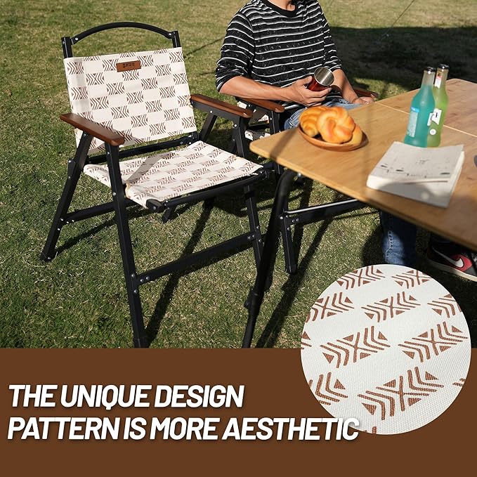 Folding Camping Chair Lightweight Portable Beach Chairs Armchairs Printed Canvas Perfect for Festivals Fishing Picnic Party Hiking (2)