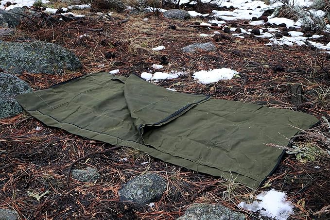 1844 Helko Werk Handmade Waxed Canvas Cowboy Bedroll - Camp Bed Roll w Leather Straps &amp Zipper-Waterproof-Sleeping Bag (Bedroll Forest Green) #F8761FG