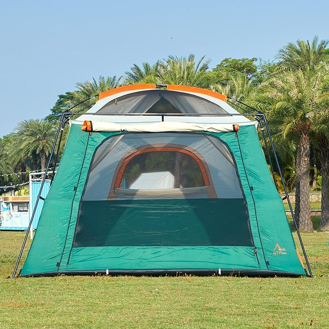 KTT Large Tent 8-10-12 PersonFamily Cabin Tents2 Rooms2 Doors and 4 Windows with MeshStraight WallWaterproofDouble LayerBig Tents for OutdoorPicnicCampingFamily Gathering