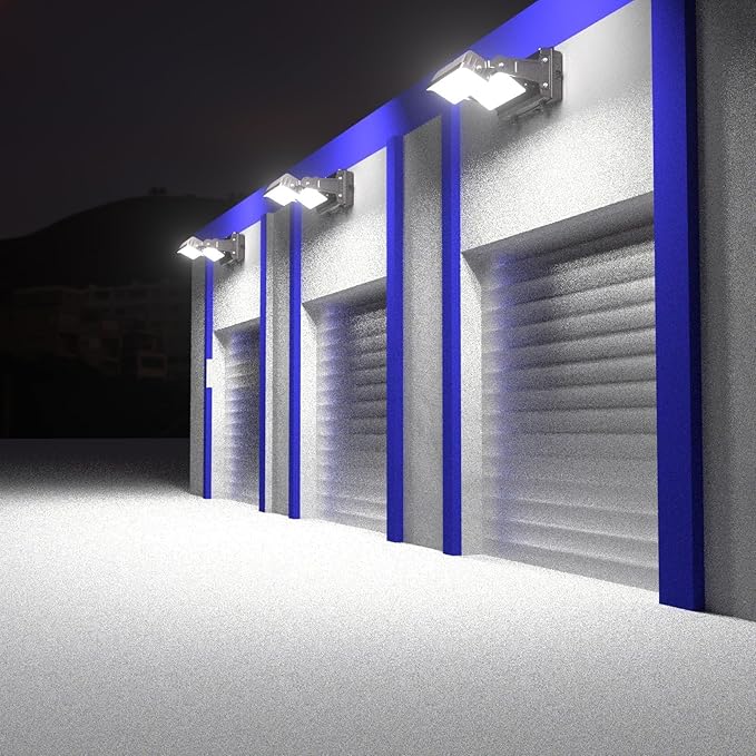 Lightdot 4Pack 250W LED Wall Pack Lights 360° Adjustable Panel with Dusk to Dawn Photocell 37500Lm 5000K IP65 Waterproof &amp Advanced Heat Dissipation Outdoor Security Lighting(Height:20~35ft)