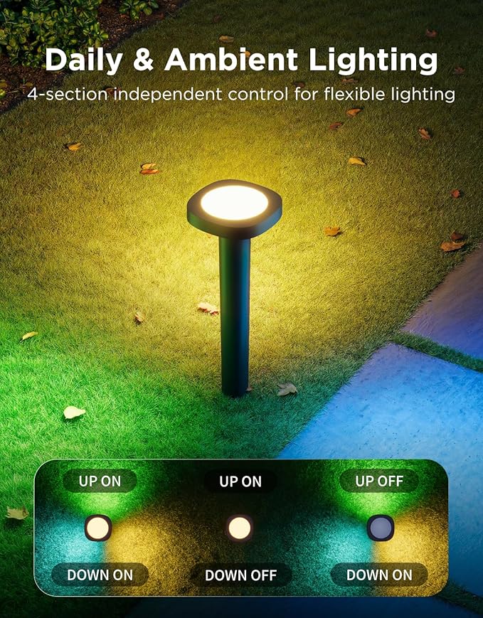 Govee Outdoor Pathway Lights 2 IP66 Waterproof Patio Lights 60+ Scene Modes Landscape Lighting for Yard Garage Garden Lawn Outdoor Decor Works with Alexa Google Assistant Matter Wired 4 Pack
