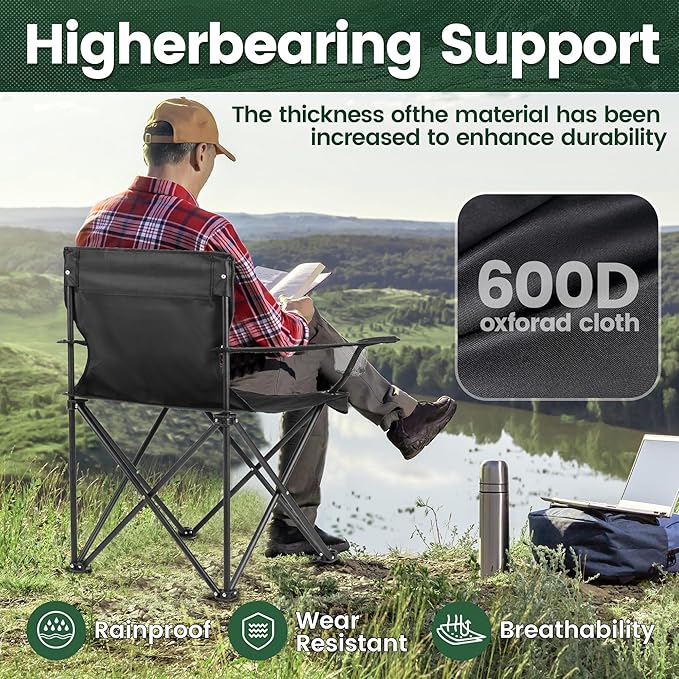 2 Pack Camping Chairs -Lightweight and Supportive Chairs for Adult and Lightweight Individuals - Compact Durable and Portable - Ideal for Camping Hiking Beach and Picnics -Carry Bag