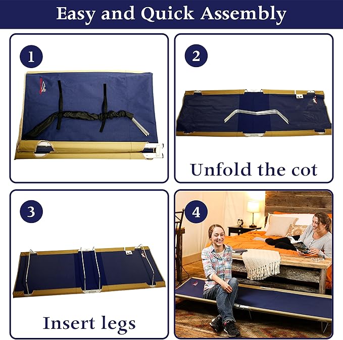 BYER OF MAINE Allagash Plus Cot 76 L X 30 W X 8 H Lightweight Cot Extra Wide Camping Cots Adult Holds up to 250lbs Single Portable Camping Cot