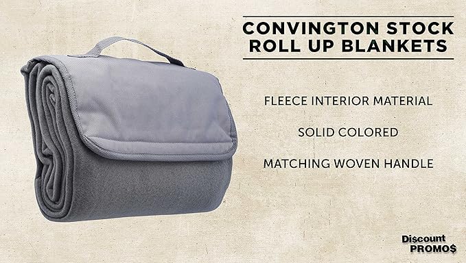 DISCOUNT PROMOS Roll Up Picnic Blankets Set of 10 Bulk Pack - Great Outdoor Blanket for Camping Picnic Beach Sports Outdoor Activities - Grey