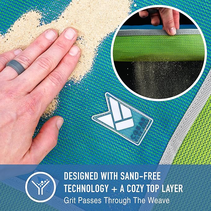 CGEAR RV Camping Mat Sand Free Outdoor Reversible Rug for Campsite Backyard Patio Deck and Beach (Blue/Green 8' x 14')