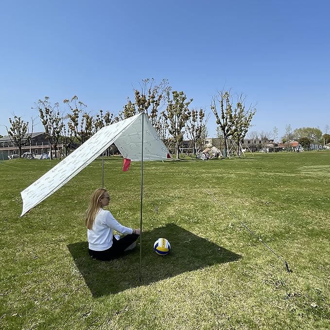 Red Suricata Teepee Beach Tent &amp Beach Canopy for 1-2 Persons UPF50 Sun Beach Shade Sunshade with 2 Aluminum Poles &amp Crossbar 4 Robust Ground Anchor Screws - Compact &amp Lightweight (Tulu