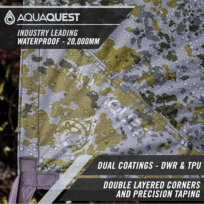 AquaQuest Defender Tarp – Heavy-Duty Waterproof (20000 mm) Seam-Taped Rain Fly for Camping Bushcraft &amp Survival
