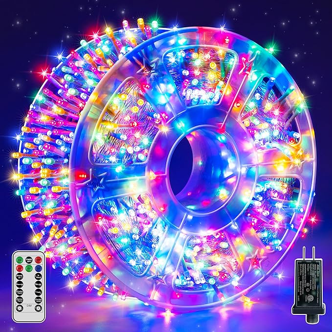 Christmas String Lights Indoor 1200LED 196FT Waterproof Outdoor String Lights with Remote and Timer 8 Modes Dimmable Christmas Lights for Indoor Outdoor Party Holiday Decorations (Multicolor)