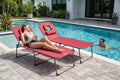 Tanning Chair with Face Hole Folding Beach Lounge Chair 5-Position Adjustable Backrest Face Down Chaise Lounge with Pillow and Side Pocket Portable for Poolside Patio Backyard Beach Red