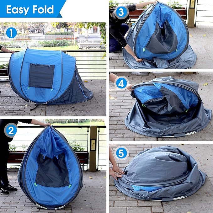 4 Person Easy Pop Up Tent Waterproof Automatic Setup 2 Doors-Instant Family Tents for Camping Hiking &amp Traveling