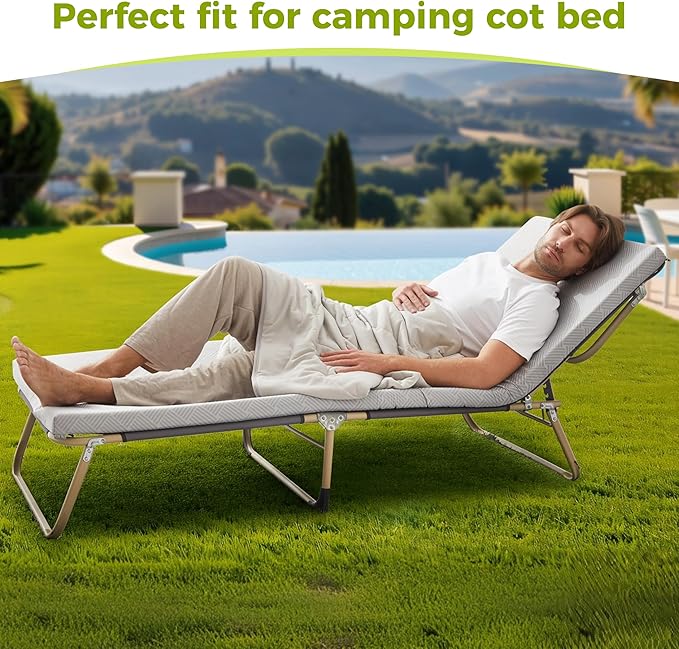 Cooling Foam Camping Mattress for Hot SleeperWaterproof Sleeping Pad with Carry BagRoll Up Cot Mattress Topper for Summer Camping BedHikingCarPortable(75 x 30 x 2 inches)