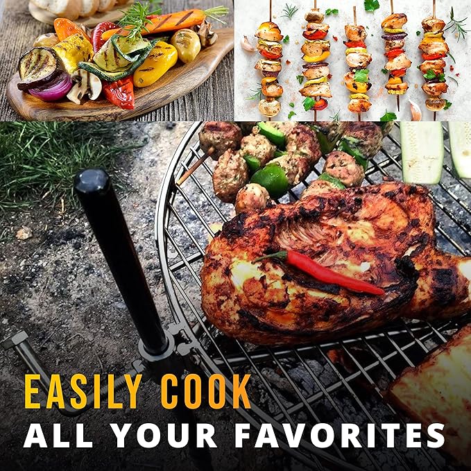 Portable ORB Campfire Grill 18 Dia HD Stainless Steel Rack with 2 Piece Stake Free Carrying bag 9 lbs.