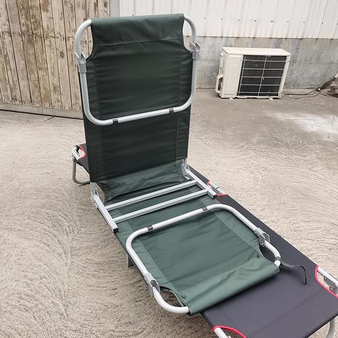 Simple Folding Bed Cast Iron &amp Canvas Material 250 LBS Weight Capacity 71.65×24.4 Inches Multipurpose Bed for Patio Outdoor and Indoor Use (Black)