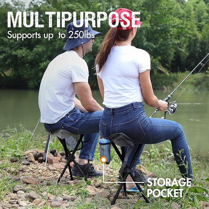 Portal Tall Folding Tripod Stool for Outdoor Camping Walking Hunting Hiking Fishing Travel Support 225 lbs