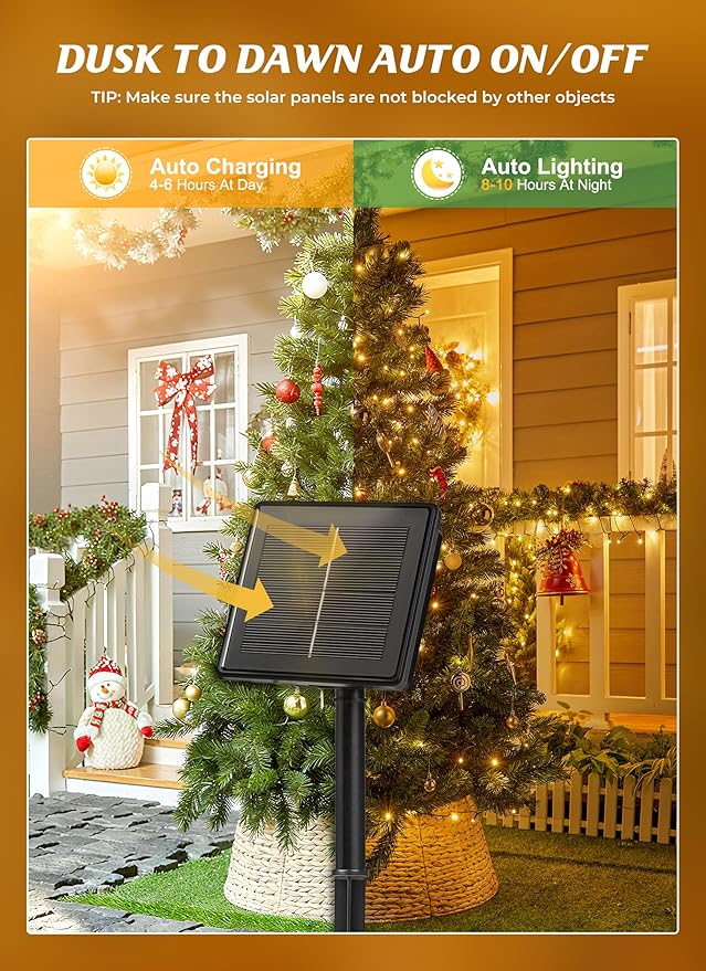 Brightown 4 Pack Solar String Lights Outdoor Total 288Ft 800 LED Twinkle Fairy Lights Waterproof with 8 Modes Auto On/Off for Patio Tree Garden Party Home Wedding Christmas Decorations (Warm White)