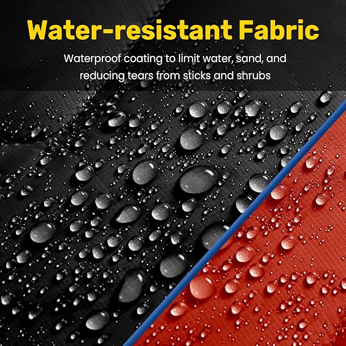 UNIKOME Waterproof Puffy Camping Blanket - Lightweight Packable Outdoor Quilt with Snaps &amp Corner Loops Warm Compact Blanket for Cold Weather Hiking Picnic Stadium Travel 75×52 Black&ampRed