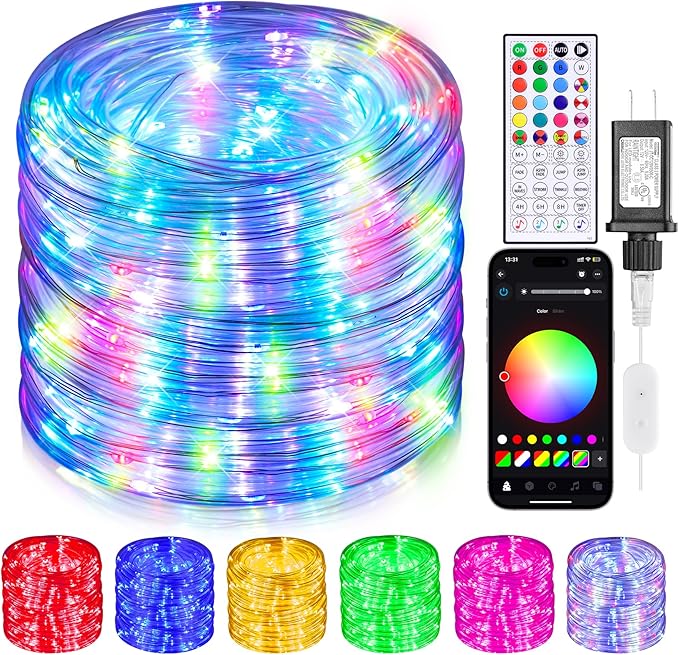 99ft Rope Lights for Outside 300 LED String Light Outdoor Waterproof Plug in with Remote &amp APP Control 16 Million Colors Changing Music Sync Fairy Lighting for Indoor Bedroom Christmas Decor