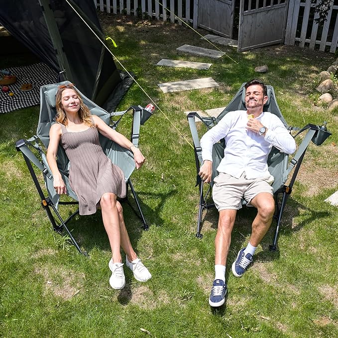 Timber Ridge Hammock Camping Chair with Adjustable Backrest Heavy Duty Folding Hammock Chair Supports 300lbs Portable Hammock Chair for Camping Travelling and Patio Grey