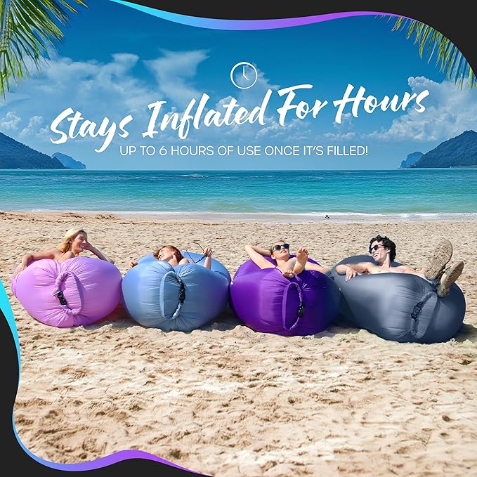 Nevlers Navy Inflatable Couch Air Sofa | 210T Polyester Blow Up Chairs | No-Pump Inflatable Lounger | Air Chair w/ 450 lbs. Capacity Pockets &amp Matching Bag | Use as Blow Up Couch for Adults &amp