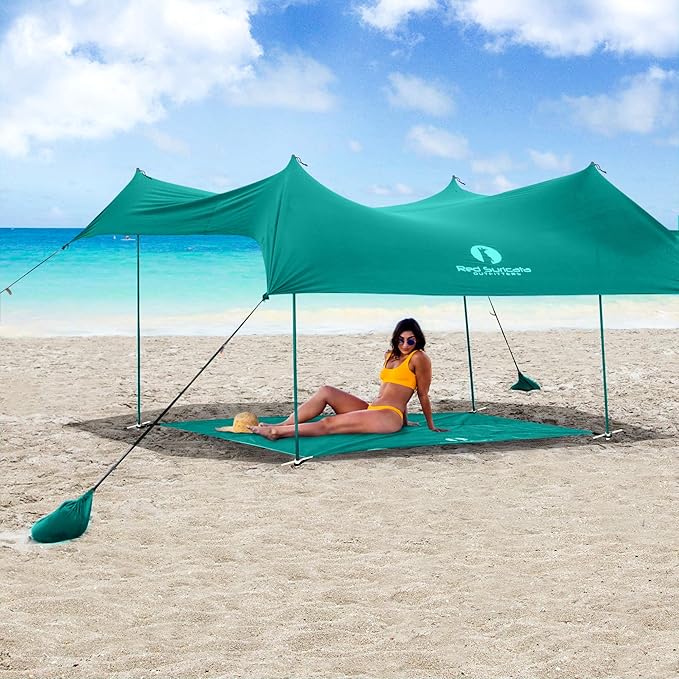 Red Suricata Sand Free Beach Mat – Large Sandproof Beach Blanket Sandless Waterproof – Fits and Matches Beach Canopy - Oversized Sand Proof Beach Mats for Outdoor Picnic Camping (Large Turquoise)