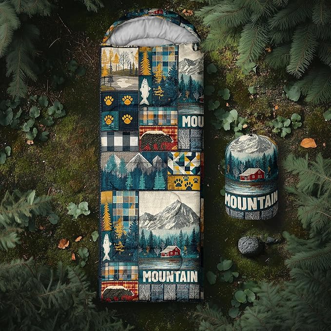 AILONEN Floral Wolf Sleeping Bag for Girls WomenWarm and Cool WeatherLightweightWaterproof BackpackingColorful Flower Animal Print Sleeping Bag for Camping