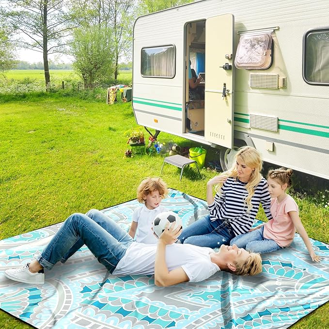 Beach Blanket Waterproof Sandproof Extra Large Beach Mat 79 X 83/120x108for 1-8 Adults Quick Drying Durable Outdoor Picnic Mat for Beach Travel Camping Hiking