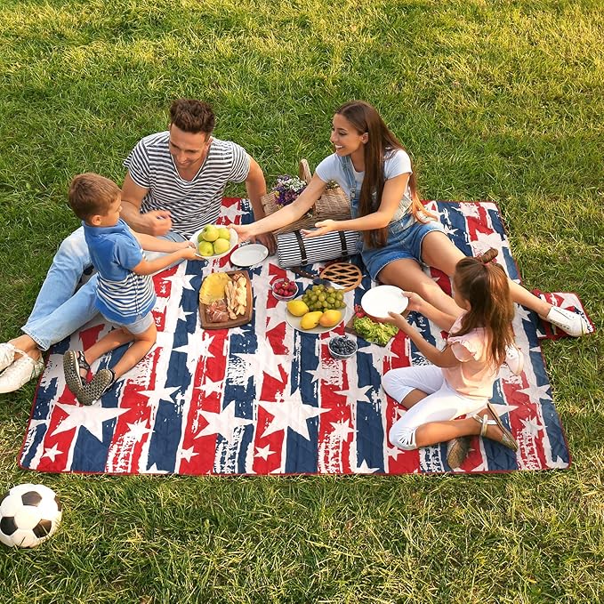 Tirrinia Picnic Blanket Extra Large Waterproof Lightweight Portable Outdoor Mat for Family Camping Travel Park Beach Hiking Stadium Concerts - Machine Washable