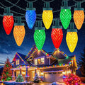 C9 Christmas Lights Outdoor 114 Feet 150 LED C9 String Lights with Timer &amp 8 Light Modes Waterproof Commercial Grade Connectable Christmas Tree Lights for Indoor Outside Roofline Patio Multicol
