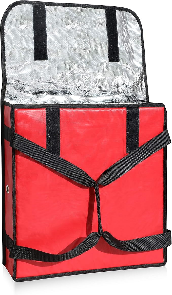 New Star Foodservice Insulated Pizza Delivery Bag 18 x 18 x 5 Inch Red