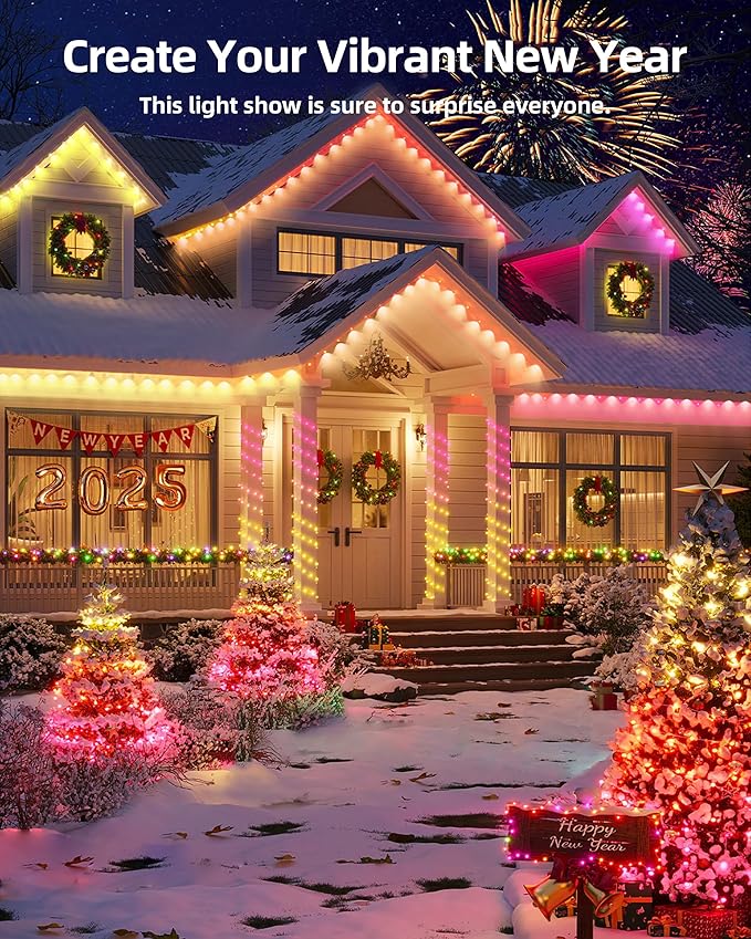 Permanent Outdoor Lights 111ft with Smart 72 LED Light with App Control DIY Scene Modes IP65 Waterproof Christmas Outdoor Lights Outside Roofline Decor Garden Decor Party Holiday Xmas
