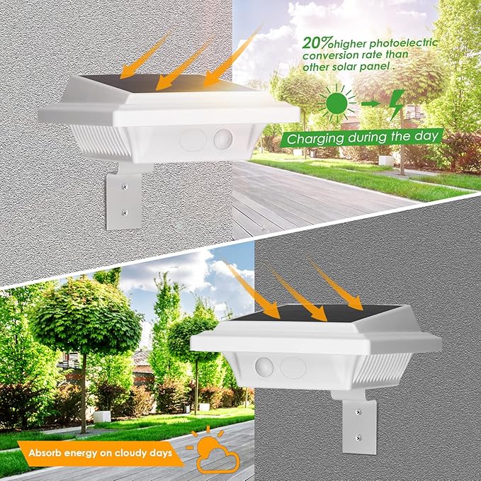 UniqueFire Outdoor Solar Gutter &amp Fence Lights 40 LEDs Waterproof Security Lamps for Eaves Garden Landscape Walkway (6PCS White Cold Light)