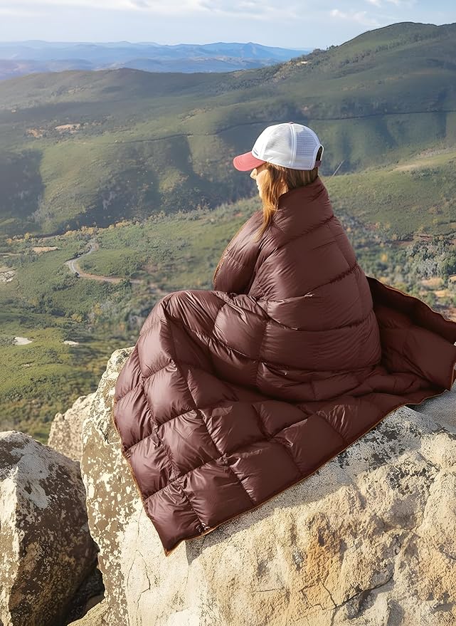 Get Out Gear Down Camping Blanket - Puffy Packable Lightweight and Warm | Ideal for Outdoors Travel Stadium Festivals Beach Hammock | 650 Fill Power Water-Resistant Backpacking Quilt