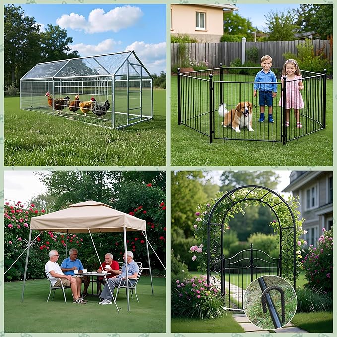 VVOKGO Trampoline Stakes 12 Inches Anchors High Wind Heavy Duty 8-Pack U Shaped Tie Down Anchor Kit for Ground Camping Tent Soccer Net Swing Set Black