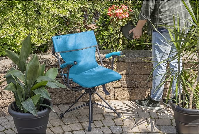 Zenithen Outdoor 360 Degree Portable Lawn Swivel Camping Chair w/Arms Perfect for Camping Sporting Events Outdoor Games Cookouts Get-Togethers and Patio Furniture Teal (Pack of 1)