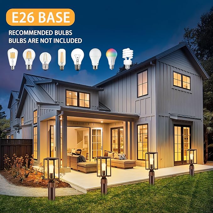 Dusk to Dawn Outdoor Post Lights with Pier Mount Base 2-Pack Modern Lamp Post Light Fixture Waterproof Pole Lights Outdoor Column Lights Exterior Post Lantern with Clear Glass for Garden Patio Brown