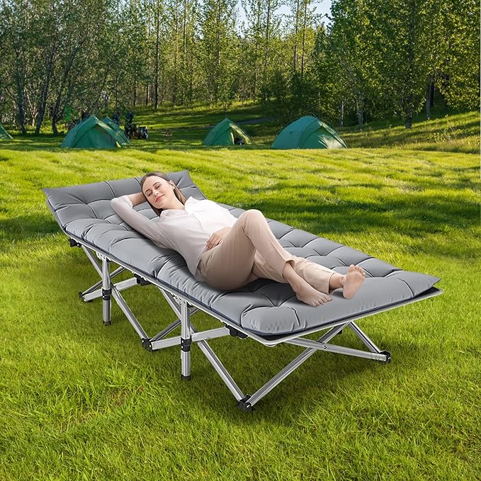 Barbella Folding Camping Cot 2 Pack Folding Cot Camping Cots for Adults Portable Sleeping Cot with Mattress Foldable Outdoor Bed Camp Cots Guest Bed with Carry Bag for Home Office &amp Outdoor Use