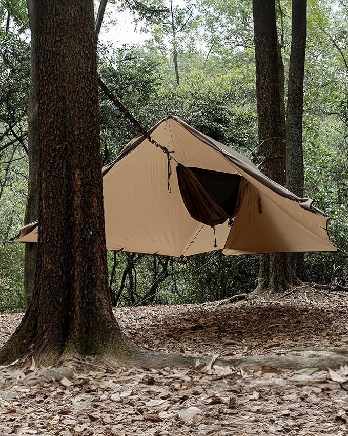 OneTigris Proteus Camping Tarp Versatile Waterproof Lightweight Tarp Shelter with Doors Extra Large 20.1ft x 9.2ft Ideal for Camping Hiking Backpacking Tent Bushcraft