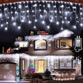 612 LED String lights Indoor Outdoor 60ft Christmas Window Lights with 136 Drops 12 Modes Dimmable Curtain Lights Fairy Lights for Bedroom Holiday Wedding Party Home Xmas Decorations Cool White