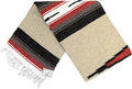 Open Road Goods Tan/Khaki Mexican Yoga Blanket - Thick Diamond Serape with Orange and Brown Stripes