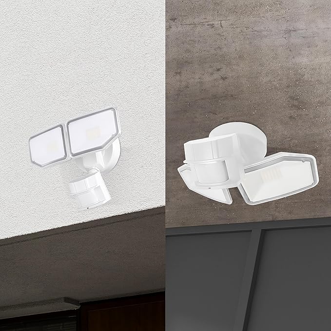 40W LED Security Lights Motion Sensor Light Outdoor 180 Degree 4000 LM 5000 K ETL Water Resistant Clear 2 Head Motion Detector Flood Light for Garage Yard (White)
