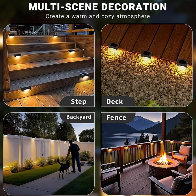 SOLPEX Solar Deck Lights Solar Step Lights for Outside Waterproof Led Stair Light for Outdoor Fence Balcony Patio Railing Front Porch Yard and Pathway(16pack Warm White)